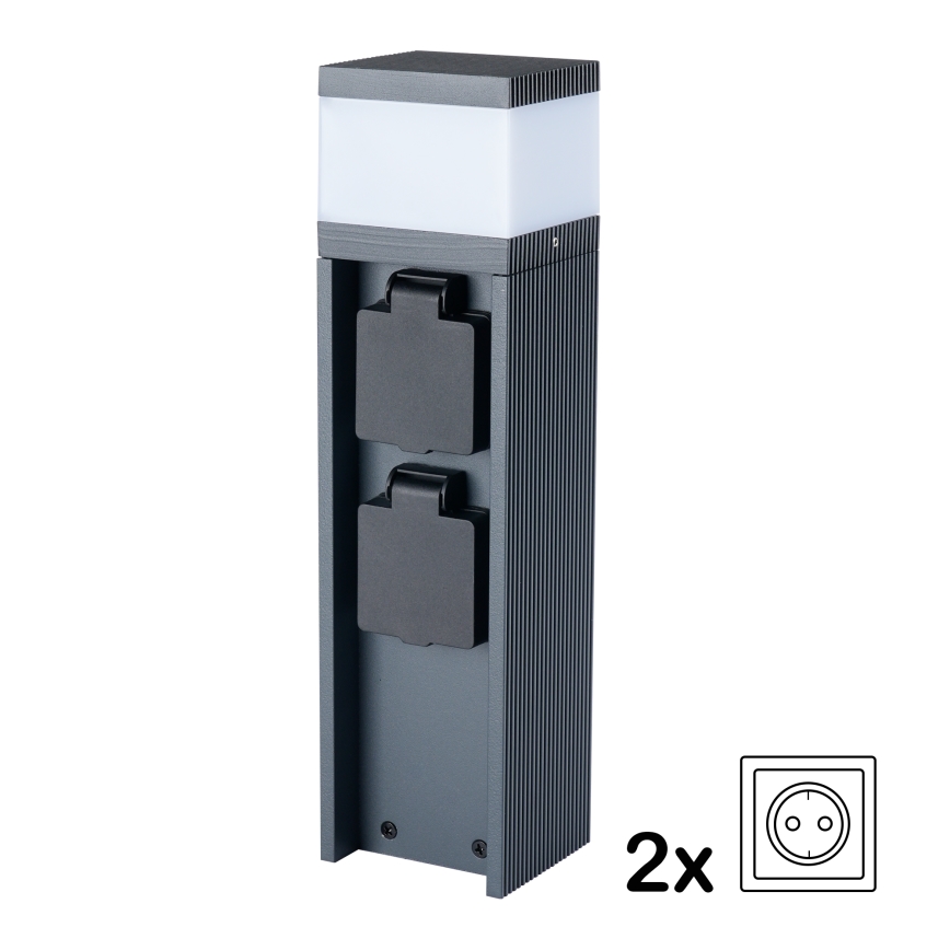 Brilagi -Зовнішній світильник з 2 розетками SCHUKO PILLAR 1xG9/11W/230V IP44 антрацит