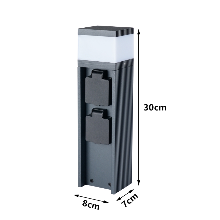 Brilagi -Зовнішній світильник з 2 розетками SCHUKO PILLAR 1xG9/11W/230V IP44 антрацит