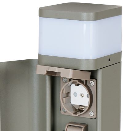 BRILAGI - Зовнішня лампа з 2 розетками SCHUKO PILLAR 1xG9/11W/230V IP44 сіра