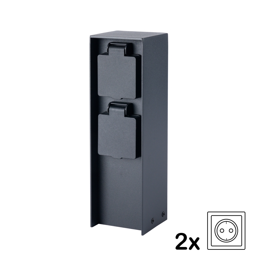 BRILAGI - Зовнішня стійка з розетками PILLAR 2Z SCHUKO 230V IP44 чорна