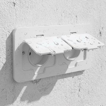 Brilagi - Зовнішня вбудована підлогова подвійна розетка IP55 біла прямокутна