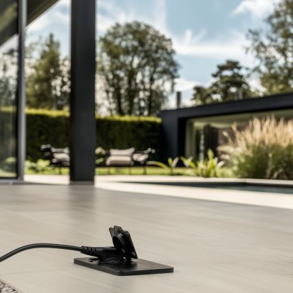 Brilagi - Зовнішня вбудована підлогова подвійна розетка IP55, чорна, прямокутна