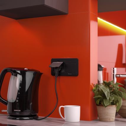 Brilagi - Зовнішня вбудована підлогова подвійна розетка IP55, чорна, прямокутна