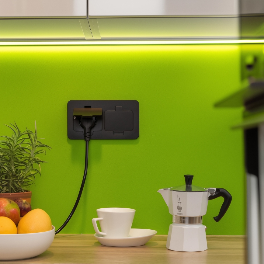 Brilagi - Зовнішня вбудована підлогова подвійна розетка IP55, чорна, прямокутна