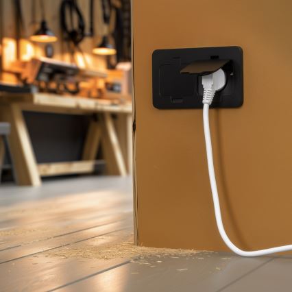 Brilagi - Зовнішня вбудована підлогова подвійна розетка IP55, чорна, прямокутна