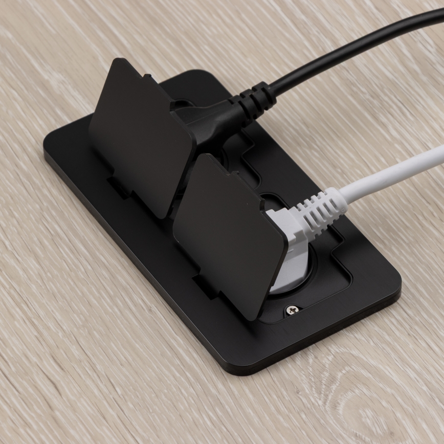 Brilagi - Зовнішня вбудована підлогова подвійна розетка IP55, чорна, прямокутна