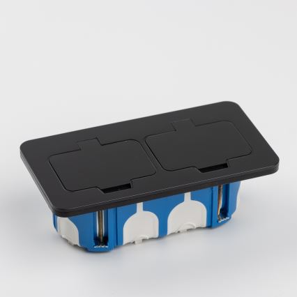 Brilagi - Зовнішня вбудована підлогова подвійна розетка IP55, чорна, прямокутна