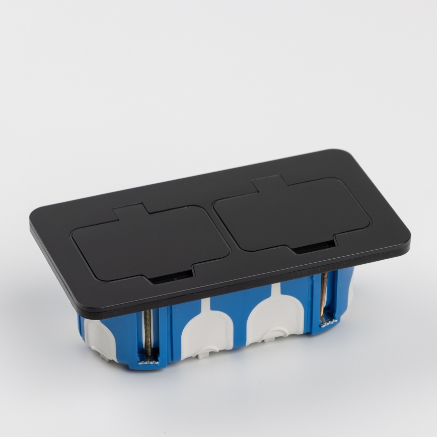 Brilagi - Зовнішня вбудована підлогова подвійна розетка IP55, чорна, прямокутна