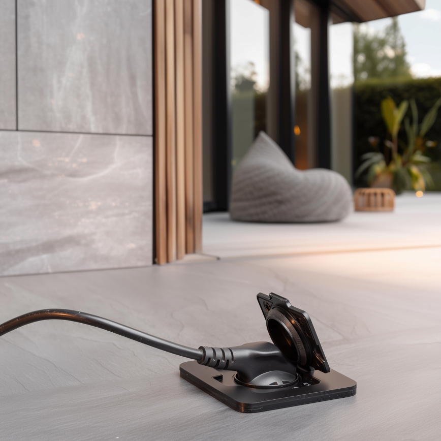 Brilagi - Зовнішня вбудована підлогова розетка IP55, чорна, прямокутна