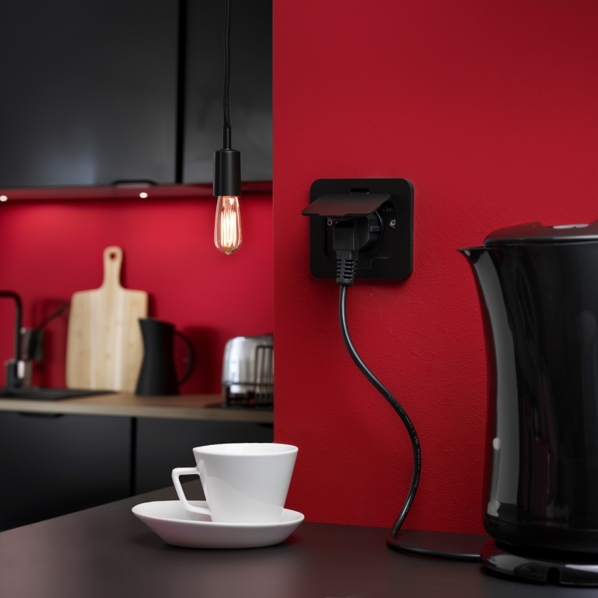 Brilagi - Зовнішня вбудована підлогова розетка IP55, чорна, прямокутна