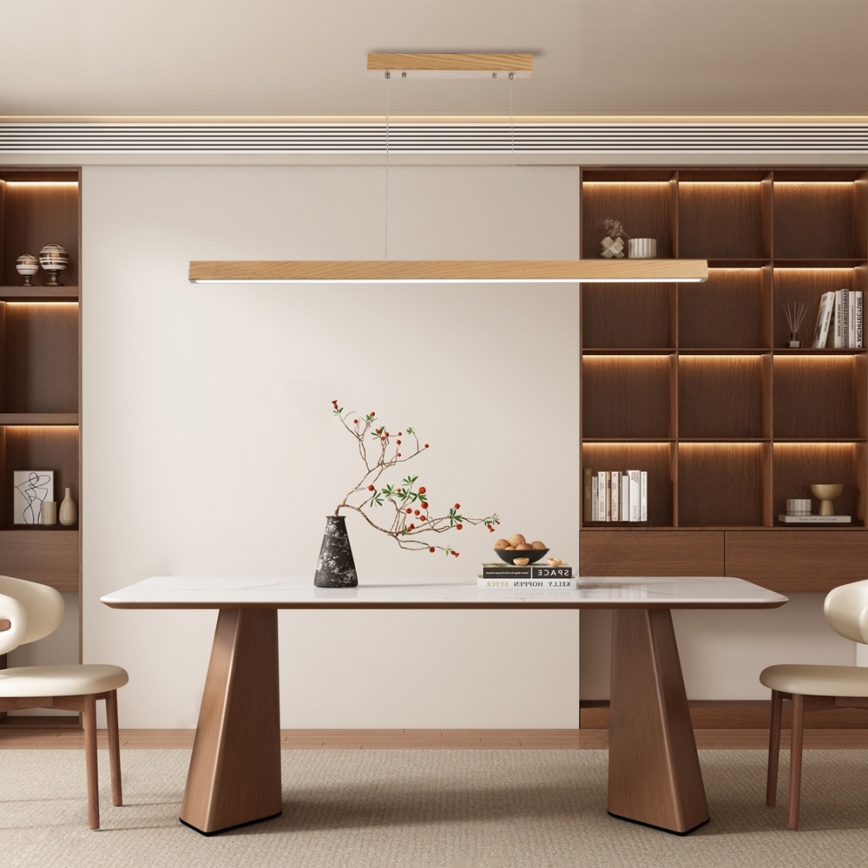 Brilagi - Диммируемая LED-люстра на тросе OAK SMART LED/30 Вт/230 В Wi-Fi Tuya, отделка дуб, в комплекте пульт дистанционного управления