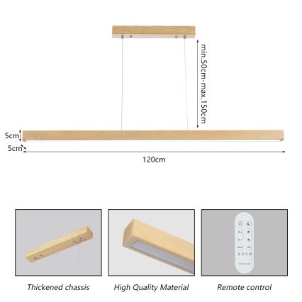 Brilagi - Диммируемая LED-люстра на тросе OAK SMART LED/30 Вт/230 В Wi-Fi Tuya, отделка дуб, в комплекте пульт дистанционного управления