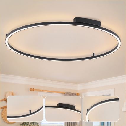 Brilagi - Диммируемый LED-потолочный светильник PORTOFINO LED/85 Вт/230 В 3000–6000 К, диаметр 120 см, черный + пульт дистанционного управления