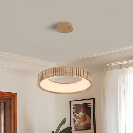 Brilagi - LED-подвесной светильник на тросе FALCON WOOD MODERN LED/30W/230V 3000/4000/6000K, диаметр 45 см, дерево