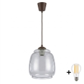 BRILAGI — LED-подвес на шнуре RETRO GLASS 1xE27/60W/230V диам. 26 см, коричневый/дымчато-серый