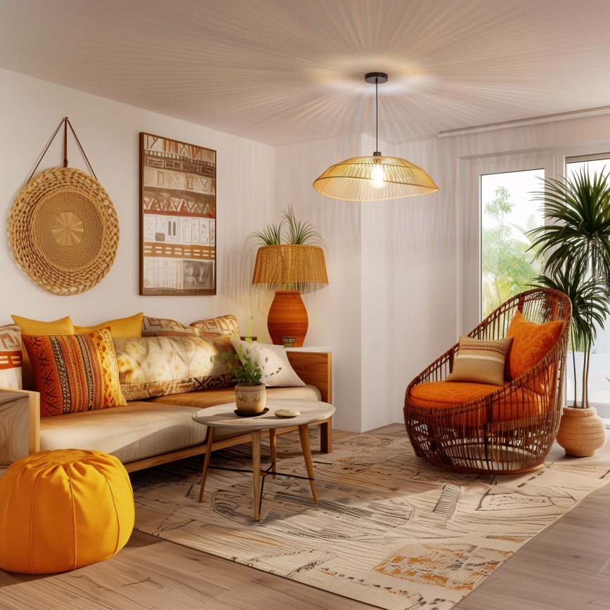 Brilagi — светодиодная люстра на тросе CERIA BOHO, 1×E27/40W/230V, диаметр 70 см, коричневая