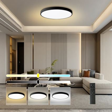Brilagi - диммируемый потолочный светильник POOL SMART LED, 128 Вт, 230 В, 3000–6000 К, диаметр 100 см, Wi‑Fi Tuya, чёрный, с пультом дистанционного управления