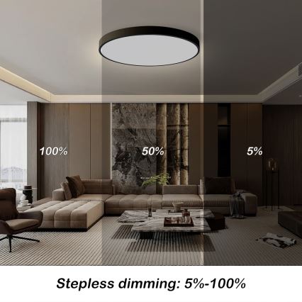 Brilagi - диммируемый потолочный светильник POOL SMART LED, 128 Вт, 230 В, 3000–6000 К, диаметр 100 см, Wi‑Fi Tuya, чёрный, с пультом дистанционного управления