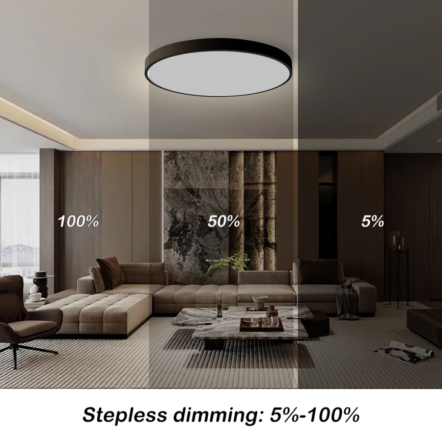 Brilagi - диммируемый потолочный светильник POOL SMART LED, 128 Вт, 230 В, 3000–6000 К, диаметр 100 см, Wi‑Fi Tuya, чёрный, с пультом дистанционного управления