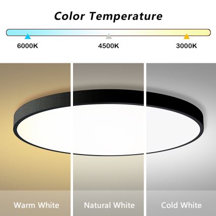 Brilagi - диммируемый потолочный светильник POOL SMART LED, 128 Вт, 230 В, 3000–6000 К, диаметр 100 см, Wi‑Fi Tuya, чёрный, с пультом дистанционного управления