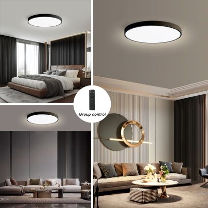 Brilagi - диммируемый потолочный светильник POOL SMART LED, 128 Вт, 230 В, 3000–6000 К, диаметр 100 см, Wi‑Fi Tuya, чёрный, с пультом дистанционного управления