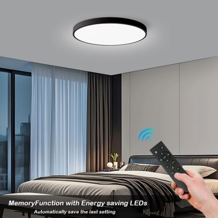 Brilagi - диммируемый потолочный светильник POOL SMART LED, 128 Вт, 230 В, 3000–6000 К, диаметр 100 см, Wi‑Fi Tuya, чёрный, с пультом дистанционного управления