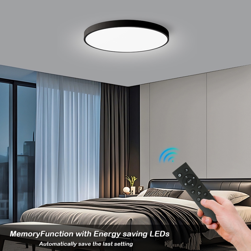 Brilagi - диммируемый потолочный светильник POOL SMART LED, 128 Вт, 230 В, 3000–6000 К, диаметр 100 см, Wi‑Fi Tuya, чёрный, с пультом дистанционного управления