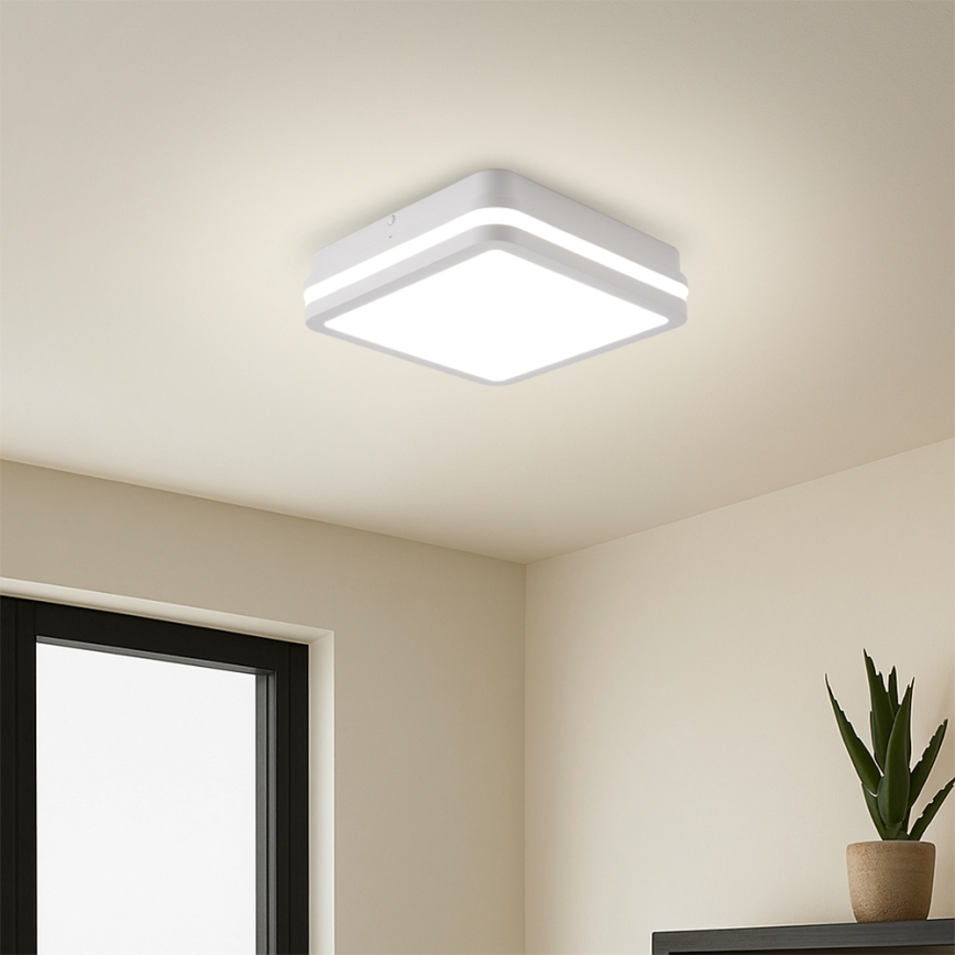 BRILAGI — уличный LED-светильник BENE с датчиком, 18 Вт/230 В, 22×22 см, белый, IP54