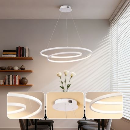 Brilagi - LED-затемнювана люстра на тросі TWISTER LED/75W/230V 3000-6000K діам. 70 см біла + пульт дистанційного керування