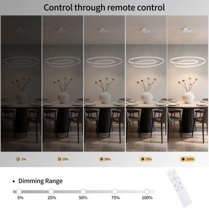 Brilagi - LED-затемнювана люстра на тросі TWISTER LED/75W/230V 3000-6000K діам. 70 см біла + пульт дистанційного керування