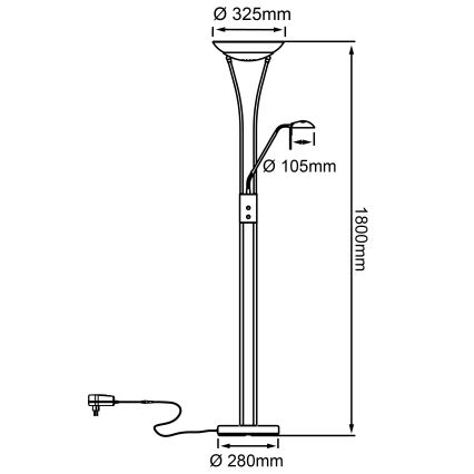 Brilliant - диммируемая светодиодная напольная лампа FINN 2xLED/13W/230V матовый хром