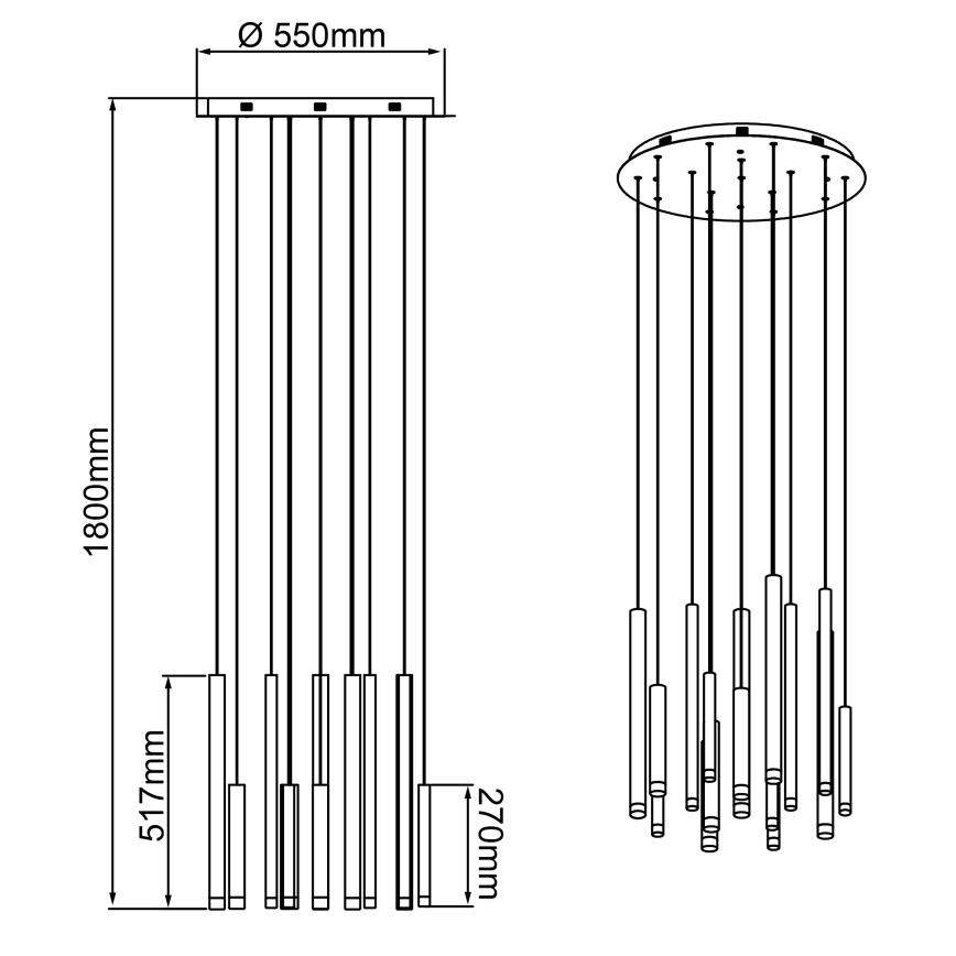 Brilliant - диммируемая LED-люстра на тросе CEMBALO LED/70W/230V матовый хром/черный/коричневый