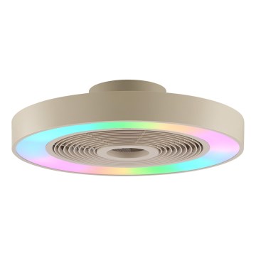 Brilliant - LED RGBW димований стельовий світильник з вентилятором CATANIA LED/37W/230V 2700-6500K діаметром 48,6 cm бежевий + пульт дистанційного керування
