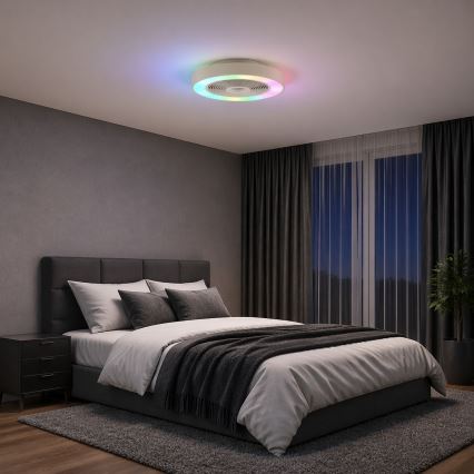Brilliant - LED RGBW Диммируемый потолочный светильник с вентилятором CATANIA LED/37W/230V 2700-6500K диаметр 48,6 см бежевый + пульт дистанционного управления