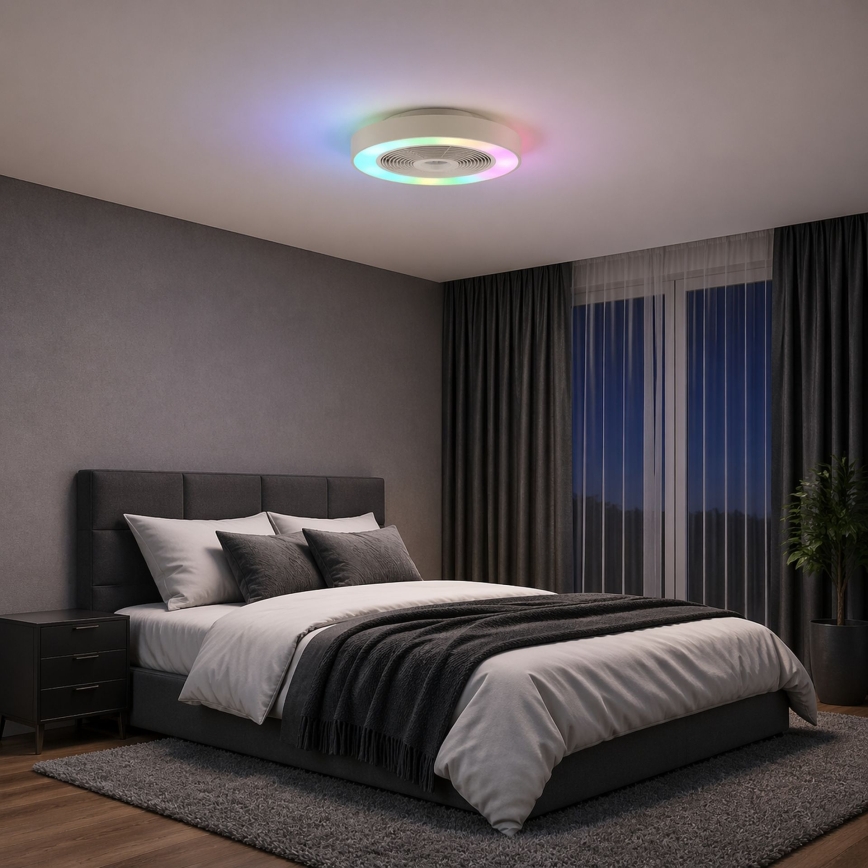 Brilliant - LED RGBW Диммируемый потолочный светильник с вентилятором CATANIA LED/37W/230V 2700-6500K диаметр 48,6 см бежевый + пульт дистанционного управления