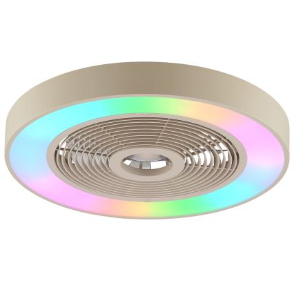 Brilliant - LED RGBW Диммируемый потолочный светильник с вентилятором CATANIA LED/37W/230V 2700-6500K диаметр 48,6 см бежевый + пульт дистанционного управления
