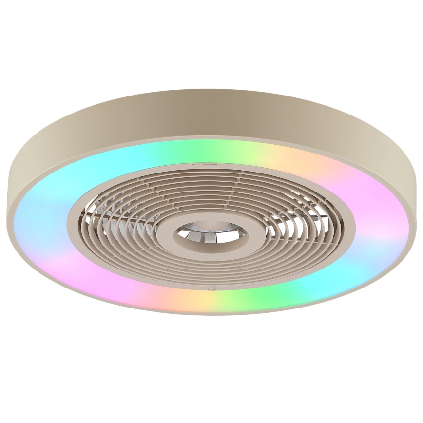Brilliant - LED RGBW Диммируемый потолочный светильник с вентилятором CATANIA LED/37W/230V 2700-6500K диаметр 48,6 см бежевый + пульт дистанционного управления