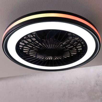 Brilliant - LED RGBW диммируемый потолочный светильник с вентилятором PALMERO LED/40W/230V 2700-6500K диаметр 46,6 cm бежевый + пульт дистанционного управления