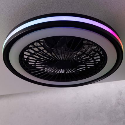 Brilliant - LED RGBW диммируемый потолочный светильник с вентилятором PALMERO LED/40W/230V 2700-6500K диаметр 46,6 cm бежевый + пульт дистанционного управления
