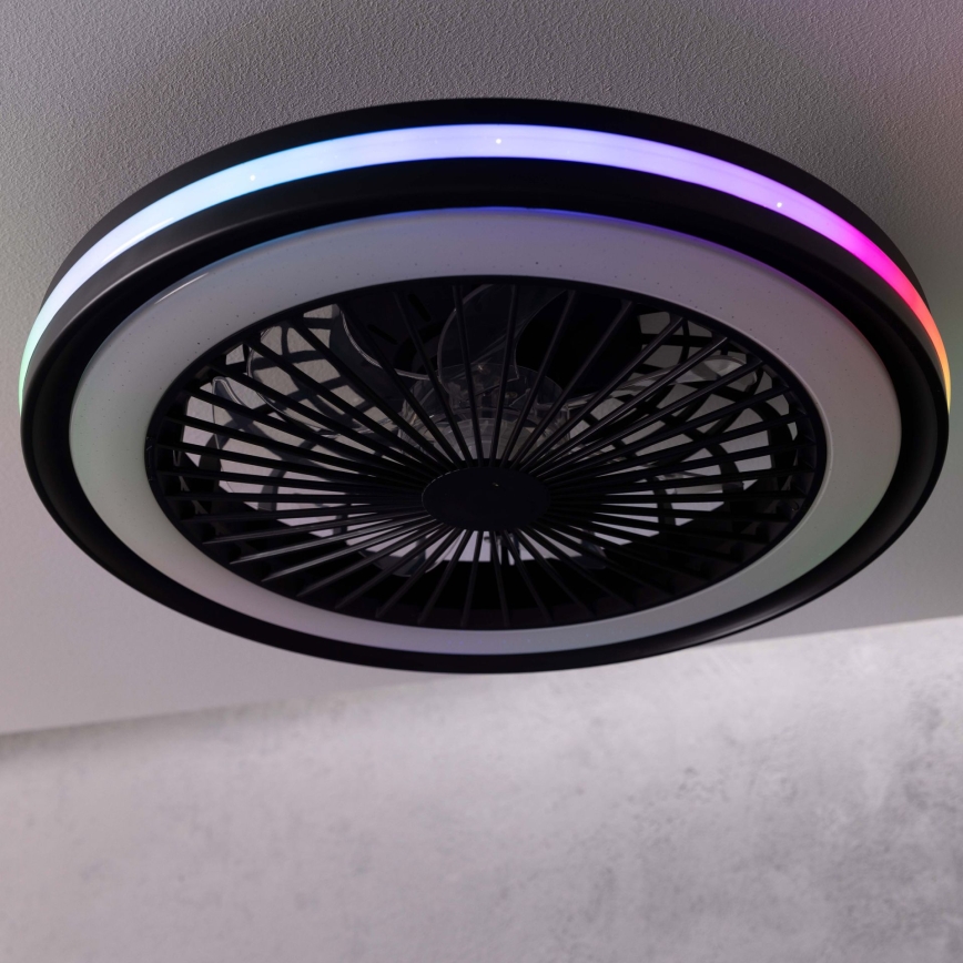 Brilliant - LED RGBW диммируемый потолочный светильник с вентилятором PALMERO LED/40W/230V 2700-6500K диаметр 46,6 cm бежевый + пульт дистанционного управления