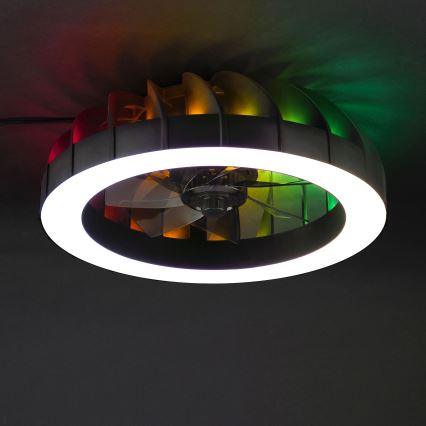 Brilliant - Світлодіодний RGBW регульований стельовий вентилятор зі світлом FANORA LED/30W/230V 2700-6500K діаметром 46 см чорний + дистанційне керування