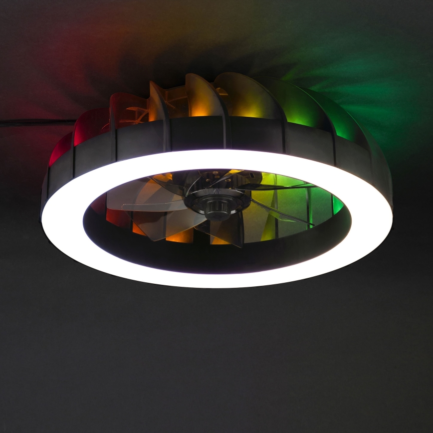 Brilliant - Світлодіодний RGBW регульований стельовий вентилятор зі світлом FANORA LED/30W/230V 2700-6500K діаметром 46 см чорний + дистанційне керування