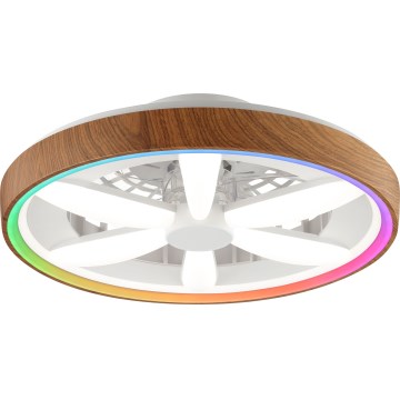 Brilliant - LED RGBW Стельовий вентилятор з регулюванням яскравості GAIANO LED/24W/230V 2700-6500K діаметр 48 см коричневий + пульт дистанційного керування