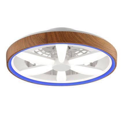 Brilliant - LED RGBW Стельовий вентилятор з регулюванням яскравості GAIANO LED/24W/230V 2700-6500K діаметр 48 см коричневий + пульт дистанційного керування