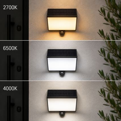 Brilliant - LED солнечный настенный светильник с датчиком SIERRA LED/6W/3,7V 2700/4000/6500K 2000 mAh IP54 черный