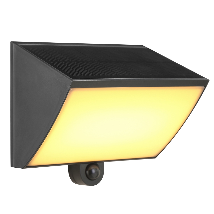 Brilliant - LED солнечный настенный светильник с датчиком SIERRA LED/6W/3,7V 2700/4000/6500K 2000 mAh IP54 черный
