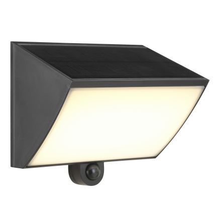 Brilliant - LED солнечный настенный светильник с датчиком SIERRA LED/6W/3,7V 2700/4000/6500K 2000 mAh IP54 черный