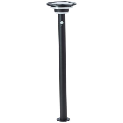 Brilliant - LED сонячна лампа з датчиком GARVINA LED/3W/3,7V 2000 mAh 85 см IP44 чорна