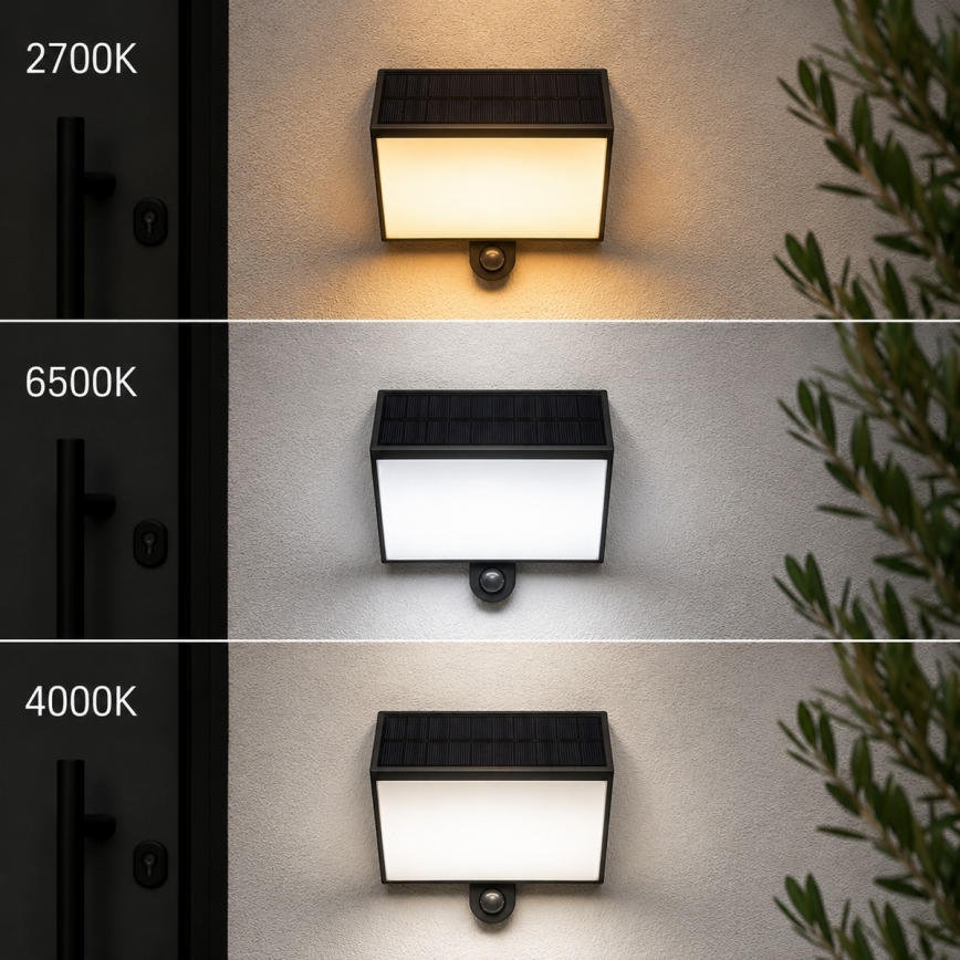 Brilliant - сонячний LED настінний світильник з датчиком SIERRA LED/6W/3,7V 2700/4000/6500K 2000 mAh IP54 чорний