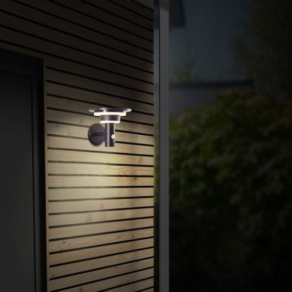 Brilliant - Сонячний світильник на стіну з LED та сенсором GARVINA LED/3W/3,7V 2000 mAh IP44 чорний